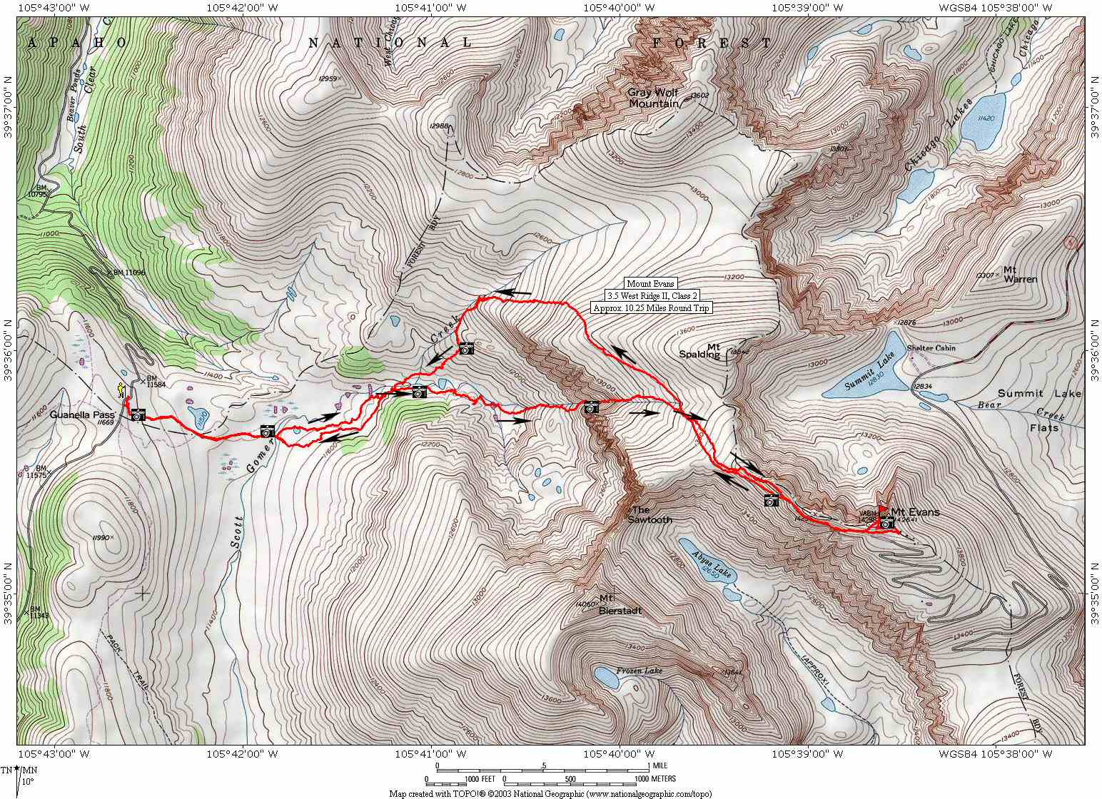 Mount Evans Topo Map